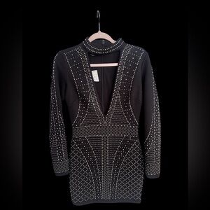 Bebe dress black rhinestones small